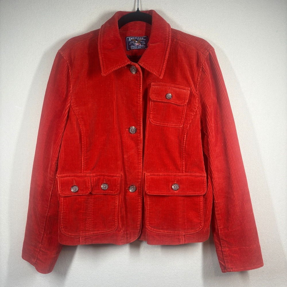 American Living Womens Adirondack Corduroy Jacket Large Orange Statement Fall